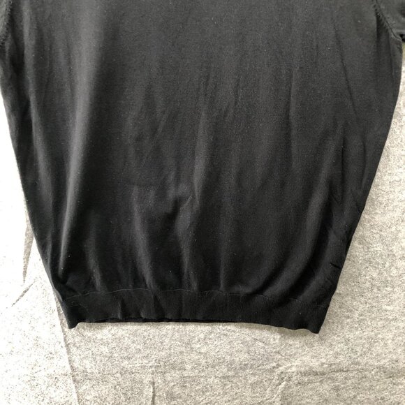 Zara Short Sleeve Polo Sweater Mens M Black Stretch Tight Knit Collared - Picture 4 of 9